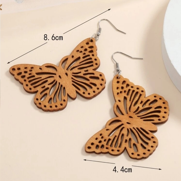 Butterfly Wooden Earrings - Picture 3 of 4